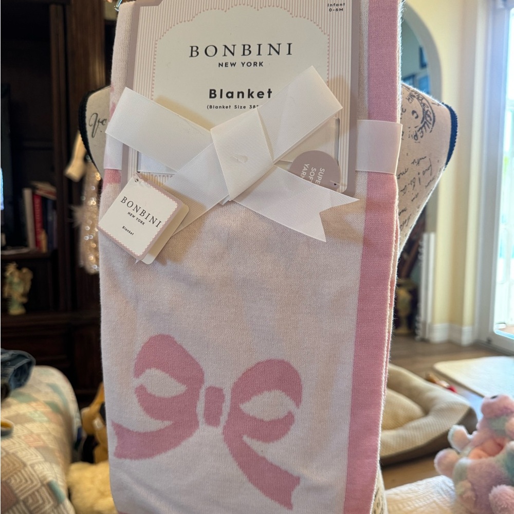 Bonbini Pink and White baby Blanket nwt